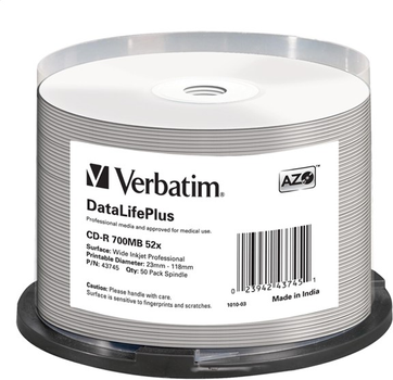Диски Verbatim CD-R 700 MB 52X Azo Printable Cake 50 шт (VPR50C)