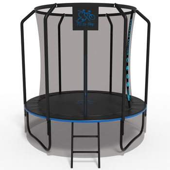 Батут дитячий FitToSky 252 см Premium Black з сіткою та сходами