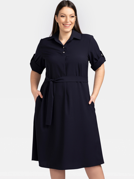 Сукня-сорочка міді літня жіноча Karko SB637 46/48 Темно-синя (5903676126171)