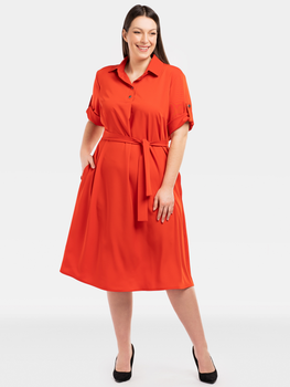Плаття-сорочка міді літнє жіноче Karko SC113 46-48 Червоне (5903676192978)