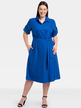 Плаття-сорочка міді літнє жіноче Karko SC114 46-48 Синє (5903676192923)