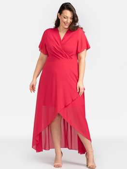 Плаття на запах довге літнє жіноче Karko SA633 54 Рожеве (5903676046608)