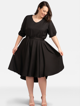 Sukienka trapezowa damska Plus Size Karko SB815 54-56 Czarna (5903676146780)