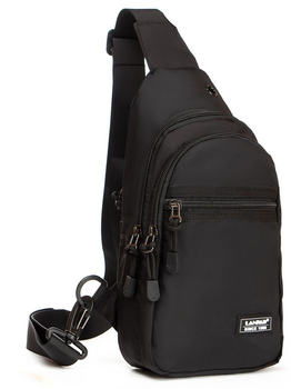 Тканевая мужская сумка Lanpad черная сумка через плечо (277905)