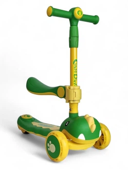 Дитячий триколісний самокат біговів складаний Cuest Dino 8102 Yellow-Green