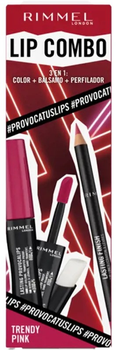 Набір декоративної косметики Rimmel London Lip Combo Provocalips Trendy Pink Блиск для губ 2.3 мл + Бальзам 1.6 г + Олівець для губ 1.2 г (3616305583550)