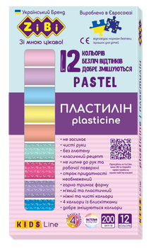 Пластилін ZiBi Pastel 12 кольорів 8шт та 4шт з блискітками 200г (ZB.6240)