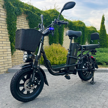 Електровелосипед ECOBIKE Booster PRO 1000W 60V 26Ah чорний, з подвійними посиленими амортизаторами та сидінням-багажником