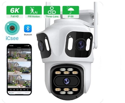 Уличная WiFi IP камера Besder XM76 9Мп 3 объектива Zoom 6-кратный IcSee