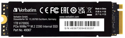 Dysk SSD Verbatim Vi7000G 1TB M.2 2280 NVMe PCIe 4.0 x4 3D NAND TLC (0023942493679)
