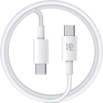 Кабель MAKE Type-C to Type-C PD 100W 1.2 м TPE White (MCB-CT1WH)