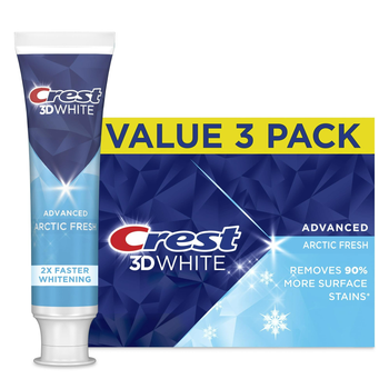 Отбеливающая зубная паста Crest 3D White Arctic Fresh для устранения зубного камня |упаковка 3 шт.| 280 г
