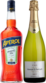 MIX набор Aperol Aperitivo 1 л + Heretat el Padruell Cava белое брют 0.75 л (Набор Aperol MIX_1)