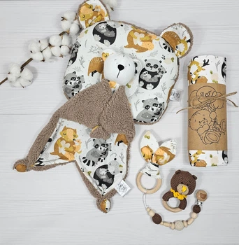 Набор для новорожденного: пеленка, подушка и игрушки a.l.babybox Мамины объятия Коричневый тедди