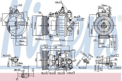 Компрессор кондиционера NISSENS 890322 Mercedes C-Class, E-Class A0022303011, A0012308011, A0012305511