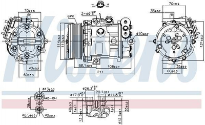 Компрессор кондиционера NISSENS 89503 Fiat Punto, Doblo, Grande Punto, Scudo; Opel Combo 1854290, 1854356, 1854458