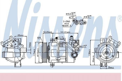 Компресор кондиціонера NISSENS 89086 BMW 3 Series, 1 Series, X1 64529156821, 64529182793, 64526915380