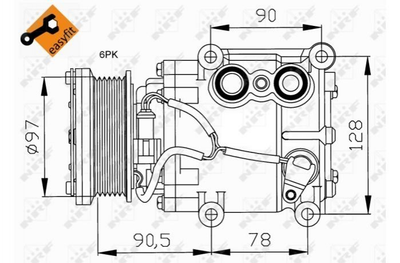 Компрессор кондиционера NRF 32199 Ford Focus, Fiesta, KA, Mondeo, Transit, Fusion, Connect; Mazda 2 1064354, 1066927, 1084732