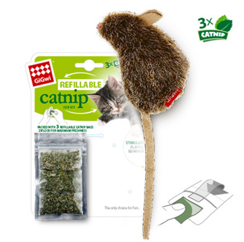 Игрушка для котов Мышка с кошачьей мятой GiGwi Catnip, искусственный мех, кошачья мята, 10 см