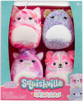 Набір м'яких іграшок Squishmallows Squishville Sleepover Squad 4 шт (0191726876960)