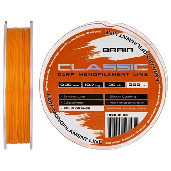 Леска Brain Classic Carp Line 300m 0.35mm 10.7kg 25lb Solid orange