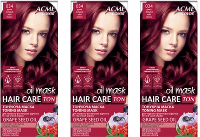 Упаковка тонирующей маски для волос Acme Color Hair Care Ton oil mask №034 Дикая вишня 30 мл х 3 шт (ROZ6400230632)