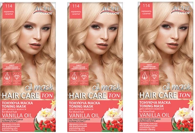 Упаковка тонирующей маски для волос Acme Color Hair Care Ton oil mask №114 Карамель 30 мл х 3 шт (ROZ6400230634)