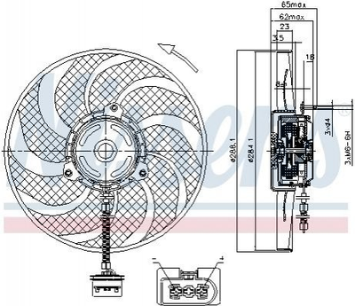 Вентилятор охолодження двигуна NISSENS 85541 Volkswagen Polo; Skoda Fabia; Seat Ibiza, Cordoba 6Q0959455J, 6QD959455B
