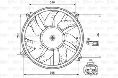 Вентилятор охлаждения двигателя Valeo 696850 Citroen Berlingo, Jumpy, C5, C4, Xsara, C8, DS4; Peugeot Partner, 307, 406, Expert, 807; Fiat Scudo 1250G0, 1250G1, 1250G4