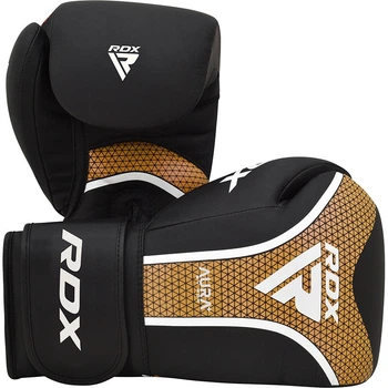 Боксерські рукавиці RDX Aura Plus T-17 Black Golden 12 унцій