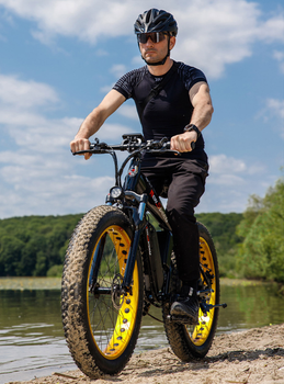 Електровелосипед з рамою потужний електрофетбайк fatbike 1000W 48V 13Ah фет байк на акумуляторі електро фетбайк з широкими колесами New Speed 66110-1 Чорний велосипеди фетбайки