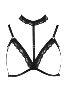 Бюстгальтер-стрепы с чокером Passion Exclusive SHELLY BRA Черный L/XL