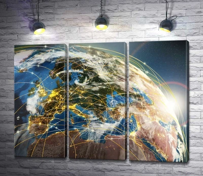 Модульная картина Земна куля та абстрактні взаємозв'язки 60x45 см Модуль №2 (004613)