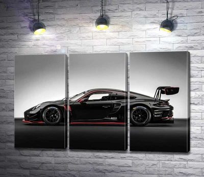 Модульная картина Чорний спорткар Porsche 911 GT3 R 102x62 см Модуль №2 (004243)