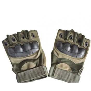 Тактические перчатки безпалые с усиленной защитой размер L-XL Зеленые (D-2019091603)