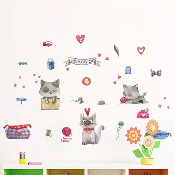 Наклейки с котами I love me cat (лист 30 х 90 см) Б324