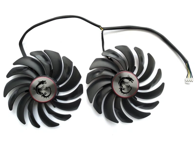 Вентилятор кулер для видеокарты MSI GTX 1060 1070 Ti 1080Ti RX 470 480 570 580 Gaming (orgnl) PowerLogic PLD10010B12HH (PLD10010S12HH) комплект 2 шт (№121.9)