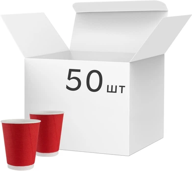 Упаковка стаканов Альфа Папер Кап гофрированных 440 мл красных 50 шт (4885845697945)