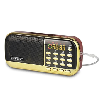 Радиоприемник карманный аккумуляторный BBK Мощность 4 Вт, MP3 USB+SD card, цифровой дисплей, фонарик, золотой (B836/ 8208)