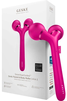 Электронный звуковой ролик для лица и тела GESKE Sonic Facial & Body Roller 4 в 1 Темно-розовый
