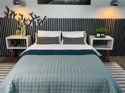 Покрывало ArCloud 200*220см стеганое двухцветное, 3795_romb_grey+indian_teal