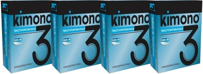 Презервативи Kimono Текстуровані з пухирцями 4 упаковки по 3 шт (ROZ6400229371)