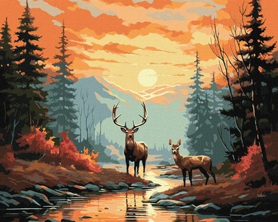Картина по номерам Изящные олени ©art_selena_ua 40x50 KHO6576 Идейка