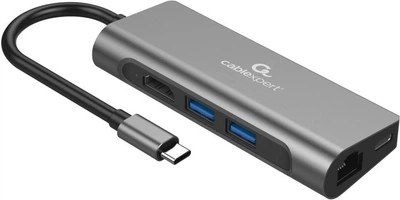Док-станция Cablexpert USB-C 5-в-1 Grey (A-CM-COMBO5-01)