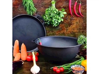 Казан SNT узбецький WOK 15л V15СР з кришкою-сковородою