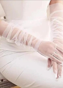 Фатиновые длинные перчатки однотонные honey fashion accessories one size (S/M/L) белый (7-21)