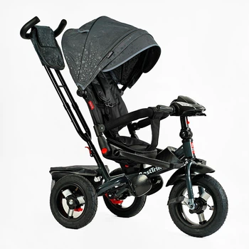 Детский велосипед с родительской ручкой (6088 F – 980-66) Best Trike, фара музыкальная с USB, Bluetooth надувные колеса, пульт включения света и звука