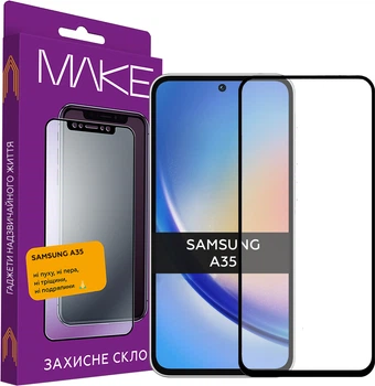 Защитное стекло MAKE для смартфона Samsung Galaxy A35 Black (MGF-SA35)