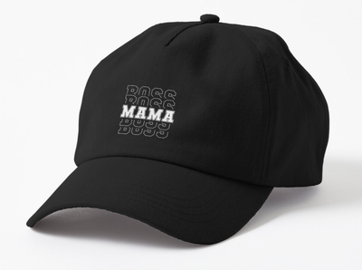 Кепка Унисекс Malfini с принтом Мама босс Мama boss для мамы Черный