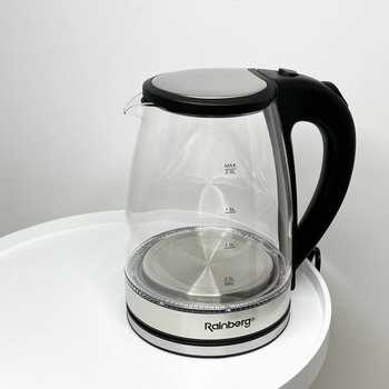 Електричний скляний чайник Rainberg RB 2250 з LED підсвічуванням 2200 Вт 2л